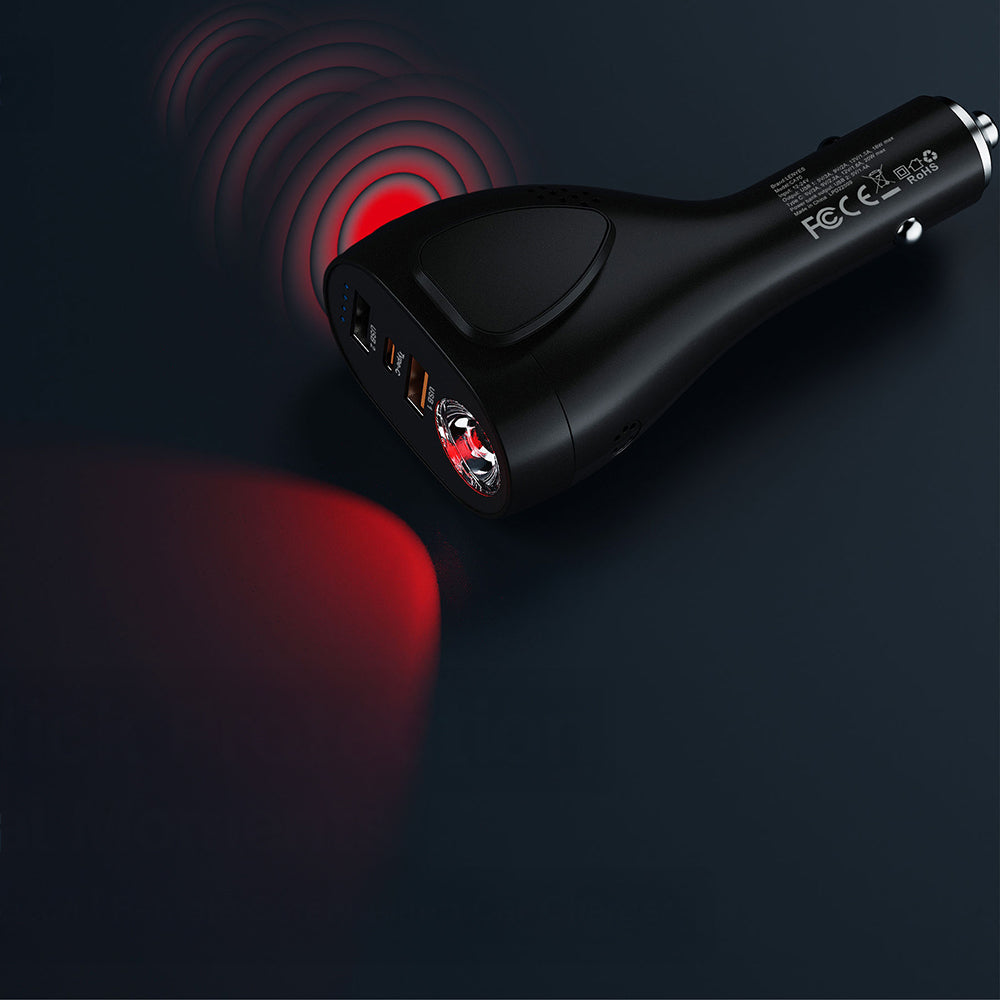 Lenyes CA70 Type-C + Dual USB-A Portlu Hızlı Şarj Özellikli Çok Fonksiyonlu Araç Şarj Aleti 20W Siyah