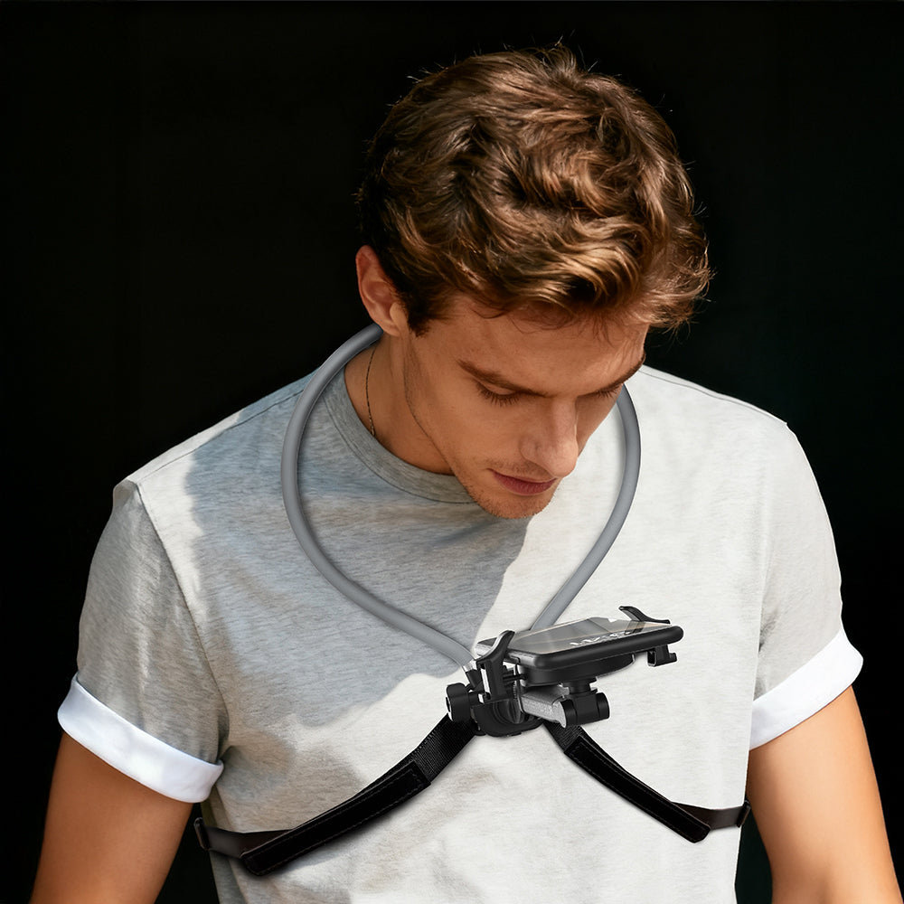 Lenyes CR203 2in1 Eller Serbest Magnetik Boyun Askılı Telefon Tutucu Siyah