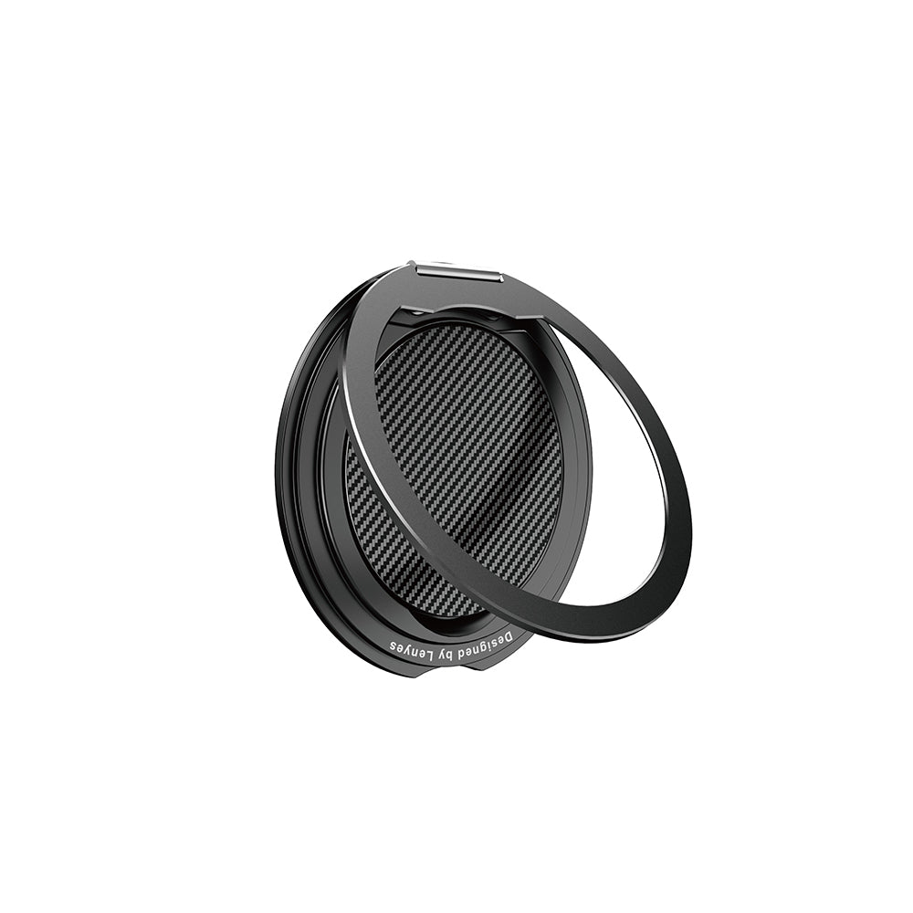 Lenyes CR212 Aramid Fiber 360 Derece Dönebilen Magnetik Ring Stand Telefon Tutucu Siyah