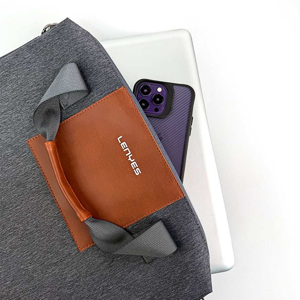 Lenyes LB544 Rambler Serisi Polyester Kumaş 15-16 inç Su Geçirmez Laptop Çantası Gri