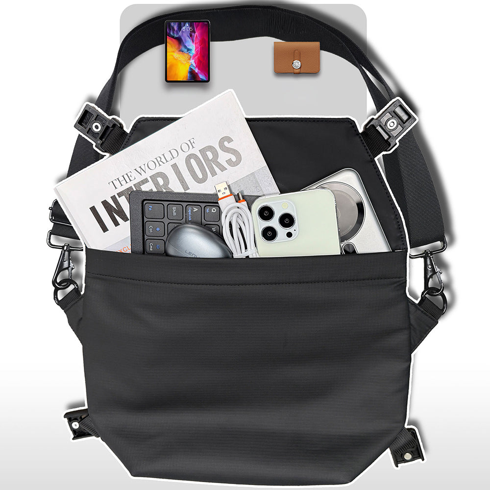 Lenyes LB563 Dreamer Crossbody Serisi Su Geçirmez Deri Tasarımlı Çapraz Vücut Çantası Siyah