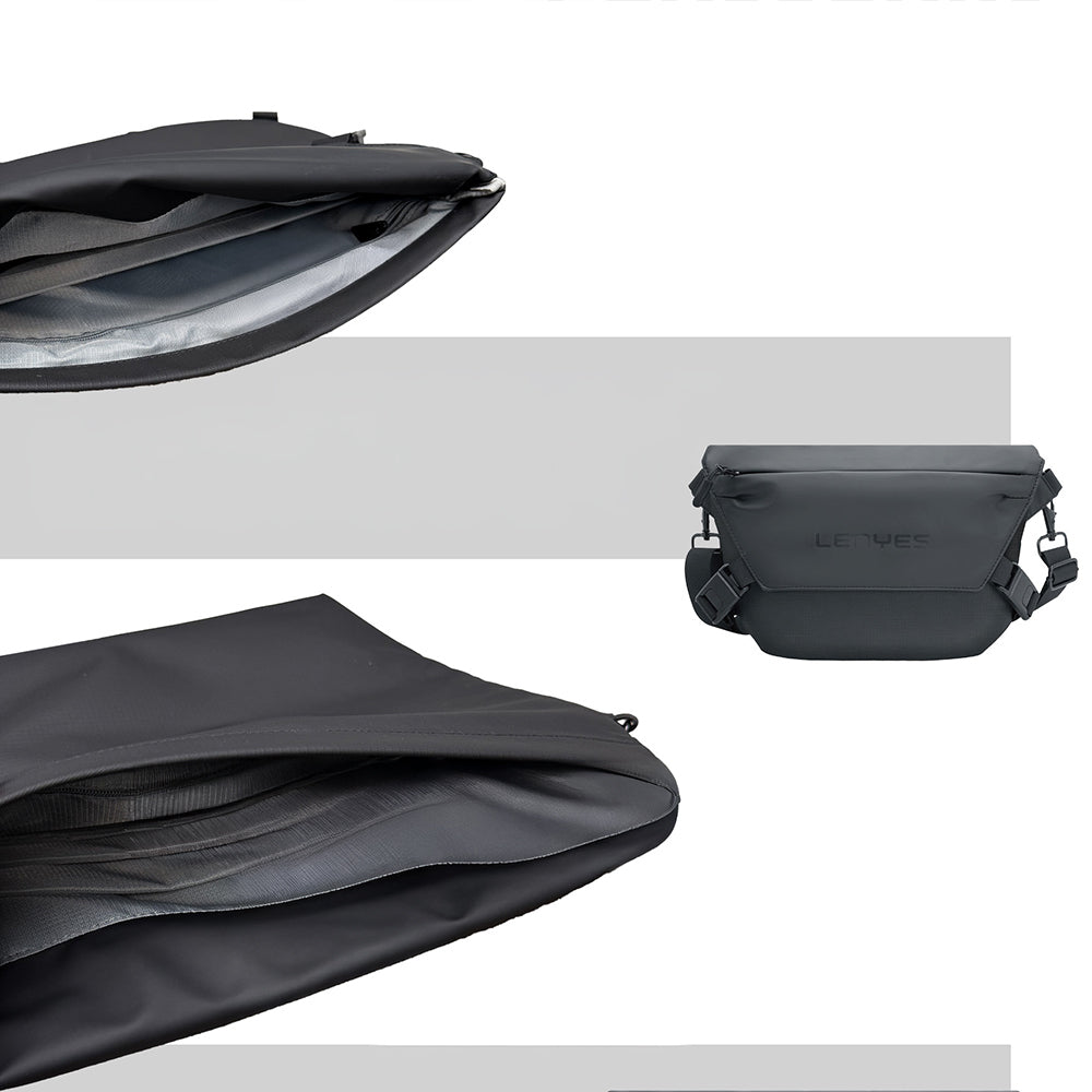 Lenyes LB563 Dreamer Crossbody Serisi Su Geçirmez Deri Tasarımlı Çapraz Vücut Çantası Siyah