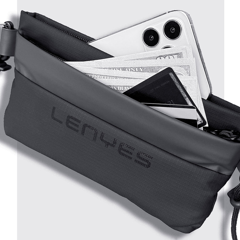 Lenyes LB564 Dreamer Waist Serisi Su Geçirmez Deri Tasarımlı Bel Çantası Siyah