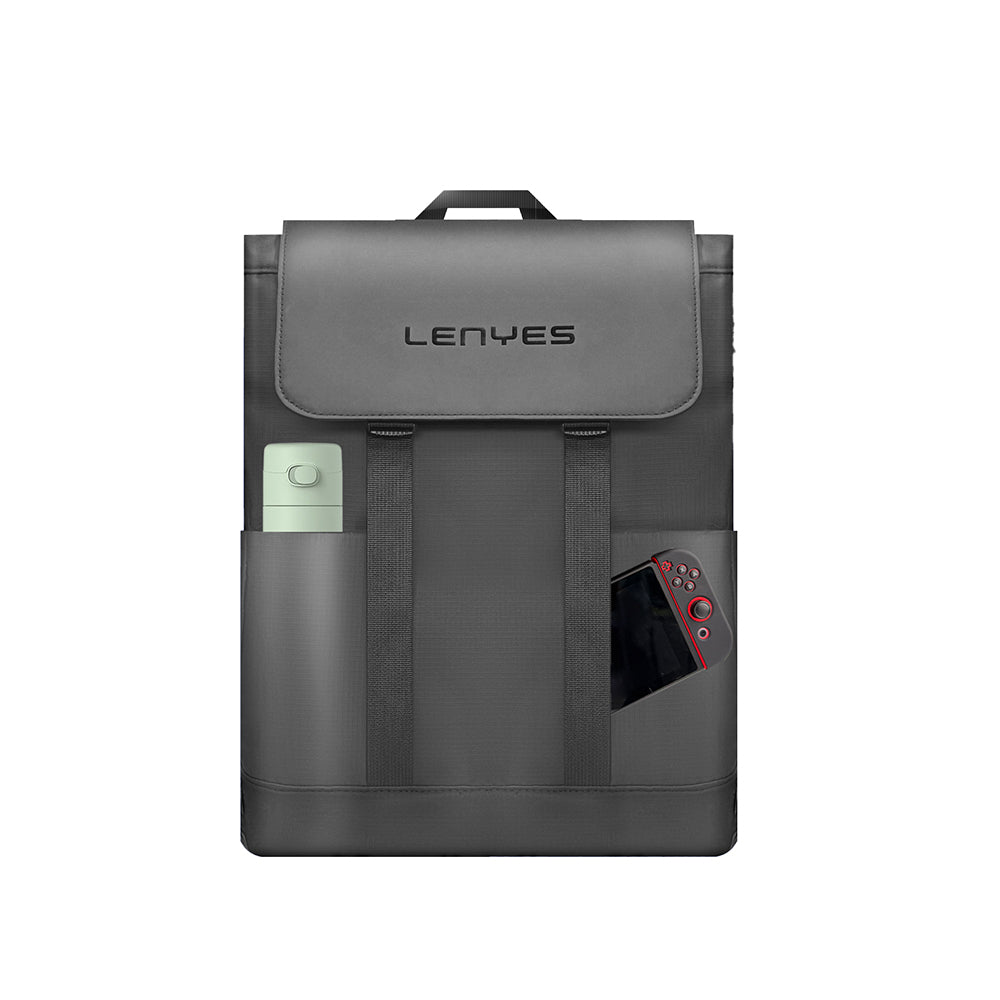 Lenyes LB567 Dreamer Backpack Plus Serisi Su Geçirmez Deri Tasarımlı Omuz Askılı Sırt Çantası Siyah