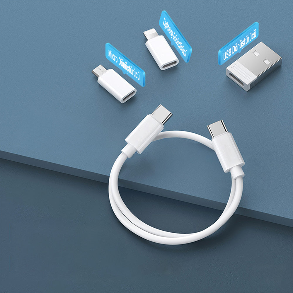Lenyes LB601 6in1 Type-C to Type-C Kablolu 60W Çevirici Adaptör Seti Standlı Saklama Kutusu Siyah