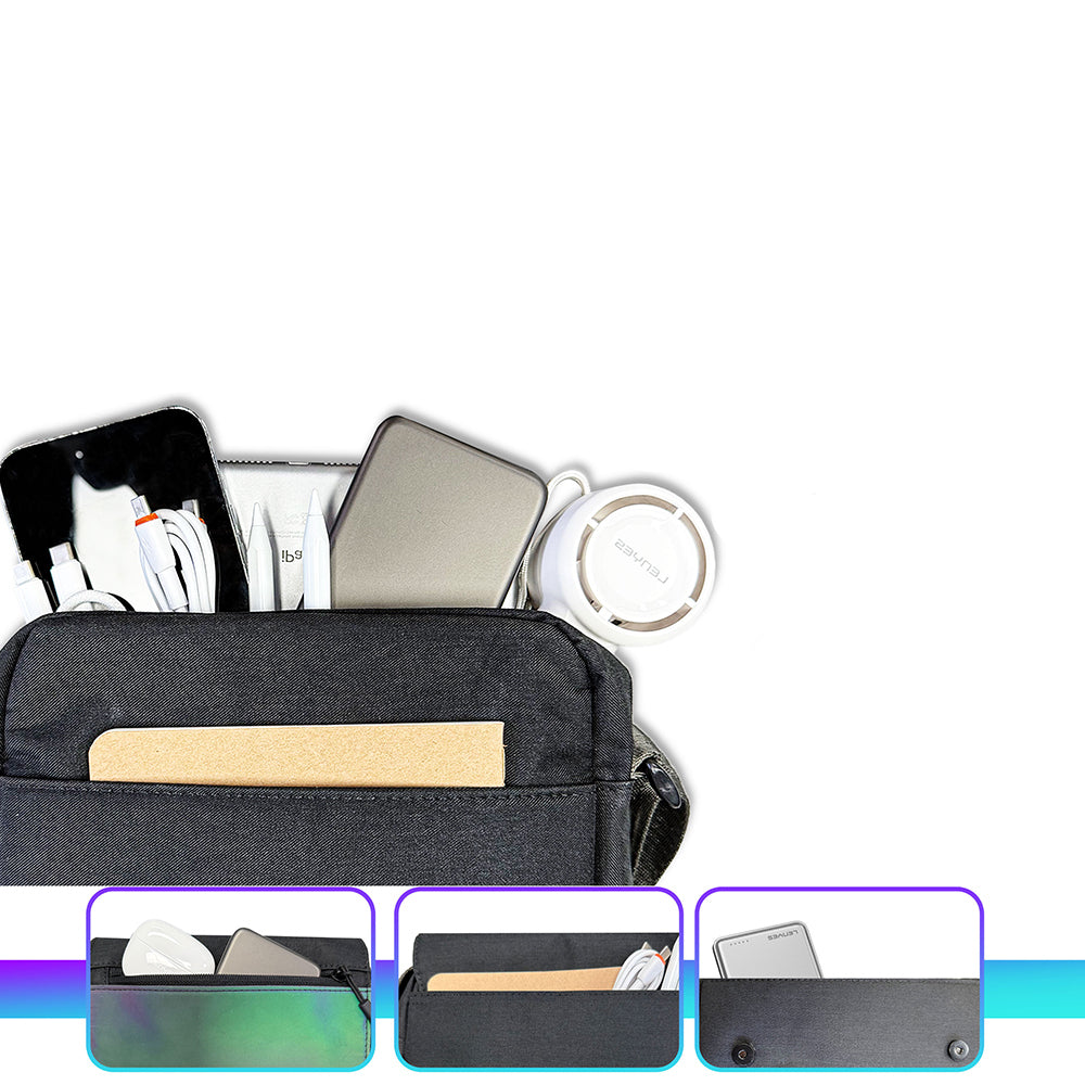 Lenyes LB711 Dazzling Crossbody Serisi Çok Amaçlı Su Geçirmez Çapraz Vücut Çantası Siyah