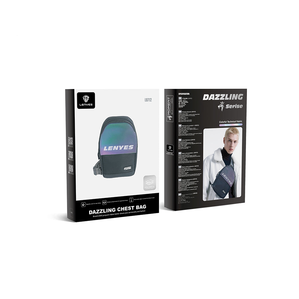 Lenyes LB712 Dazzling Serisi Çok Amaçlı Su Geçirmez Göğüs Çantası Siyah