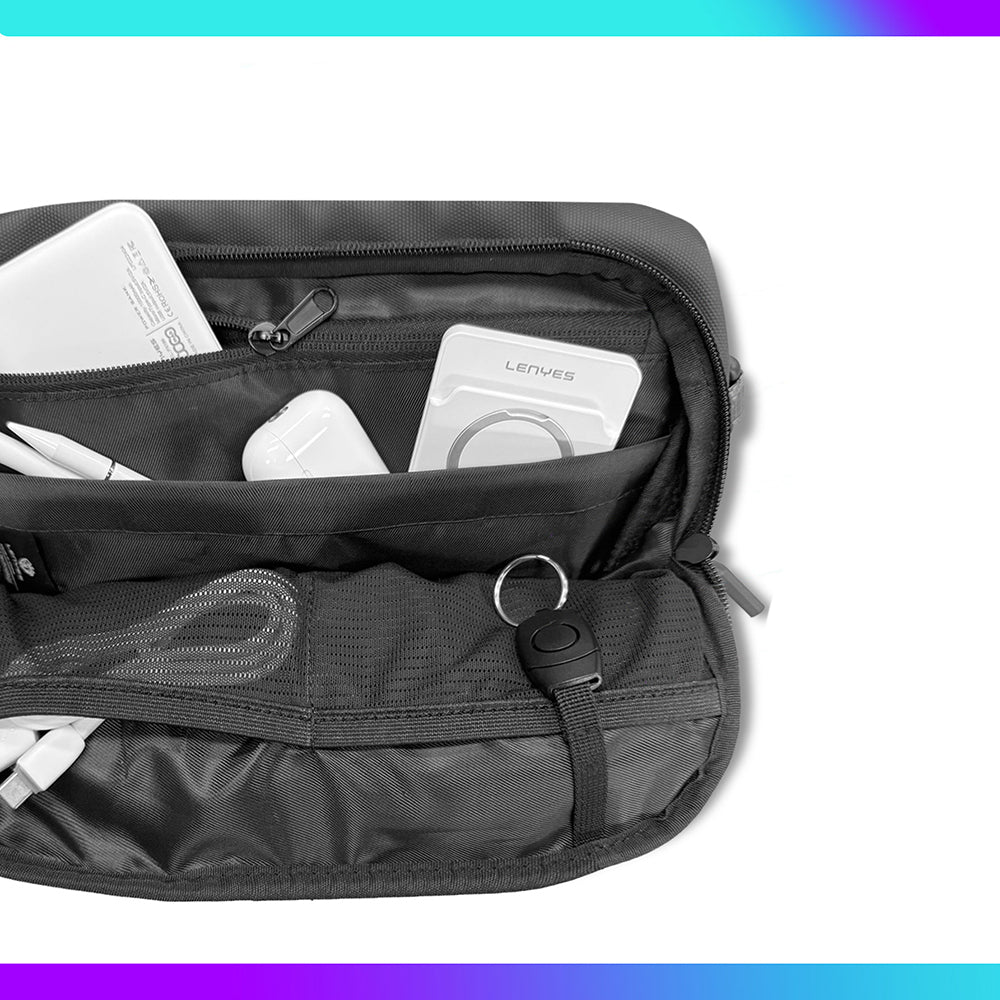 Lenyes LB713 Dazzling Crossbody Serisi Çok Amaçlı Su Geçirmez Çapraz Vücut Çantası Siyah