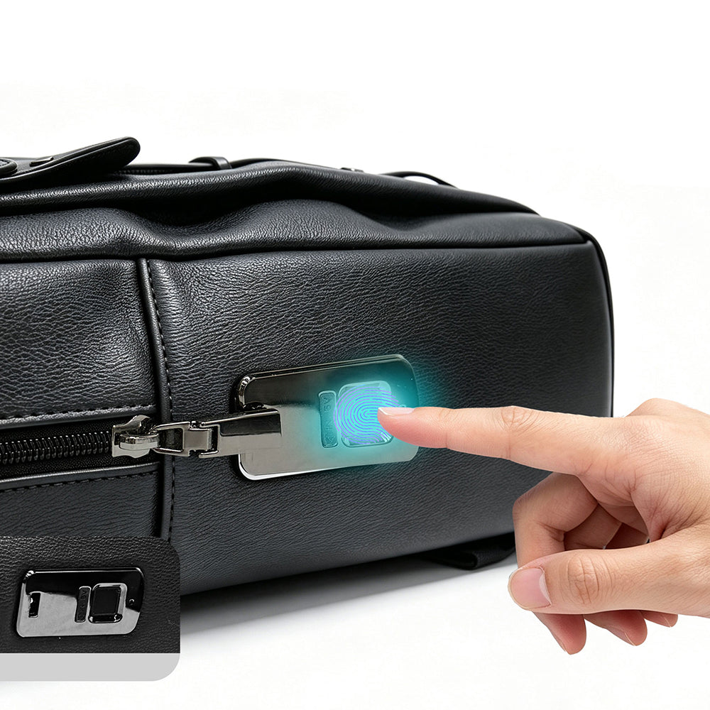 Lenyes LB735 Vesnara Serisi Parmak İzi Kilitli Su Geçirmez 15 inç Laptop ve Notebook Sırt Çantası Siyah