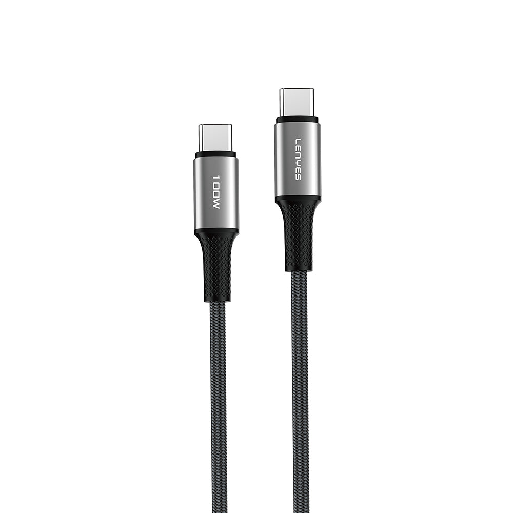 Lenyes LC561 Type-C to Type-C PD Örgü Tasarımlı Hızlı Şarj Özellikli Data ve Şarj Kablosu 100W 1M Siyah