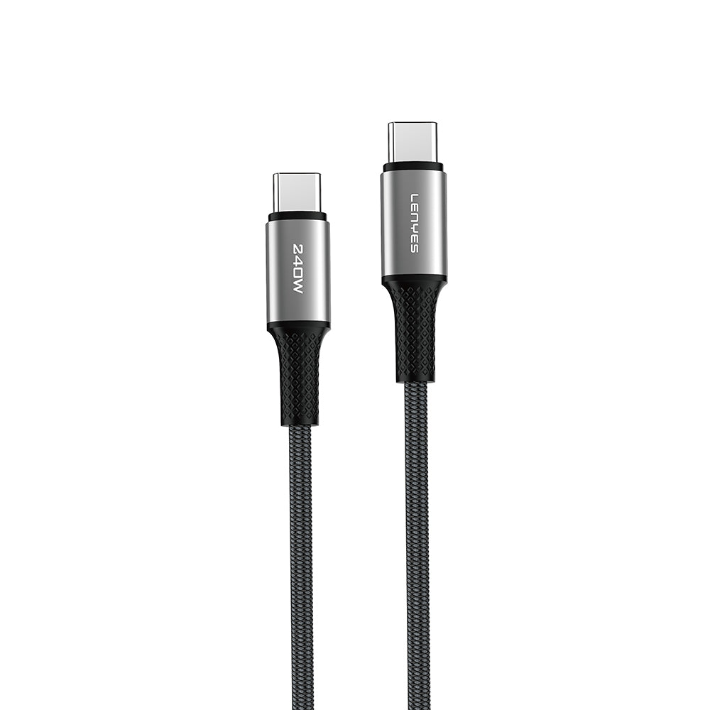 Lenyes LC563 Type-C to Type-C PD Örgü Tasarımlı Hızlı Şarj Özellikli Data ve Şarj Kablosu 240W 1M Siyah