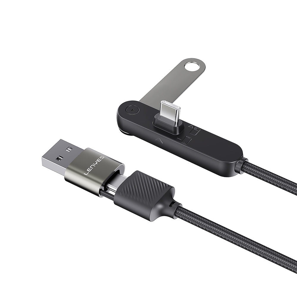Lenyes LC569 2in1 USB-A - Type-C + Type-C Standlı Data ve Şarj Kablosu 240W 1.2M Siyah