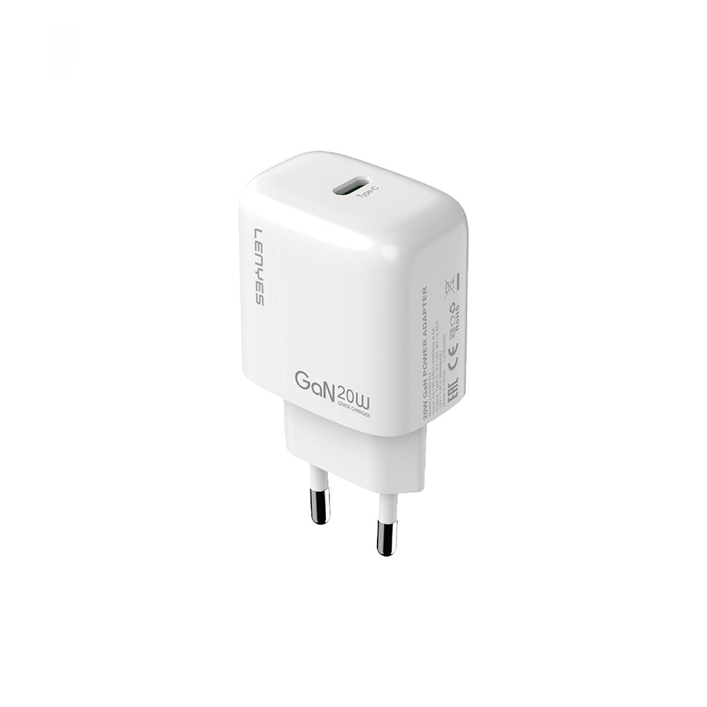 Lenyes LCH90 Type-C GaN Teknolojili PD Hızlı Şarj Özellikli Şarj Başlığı 20W Beyaz
