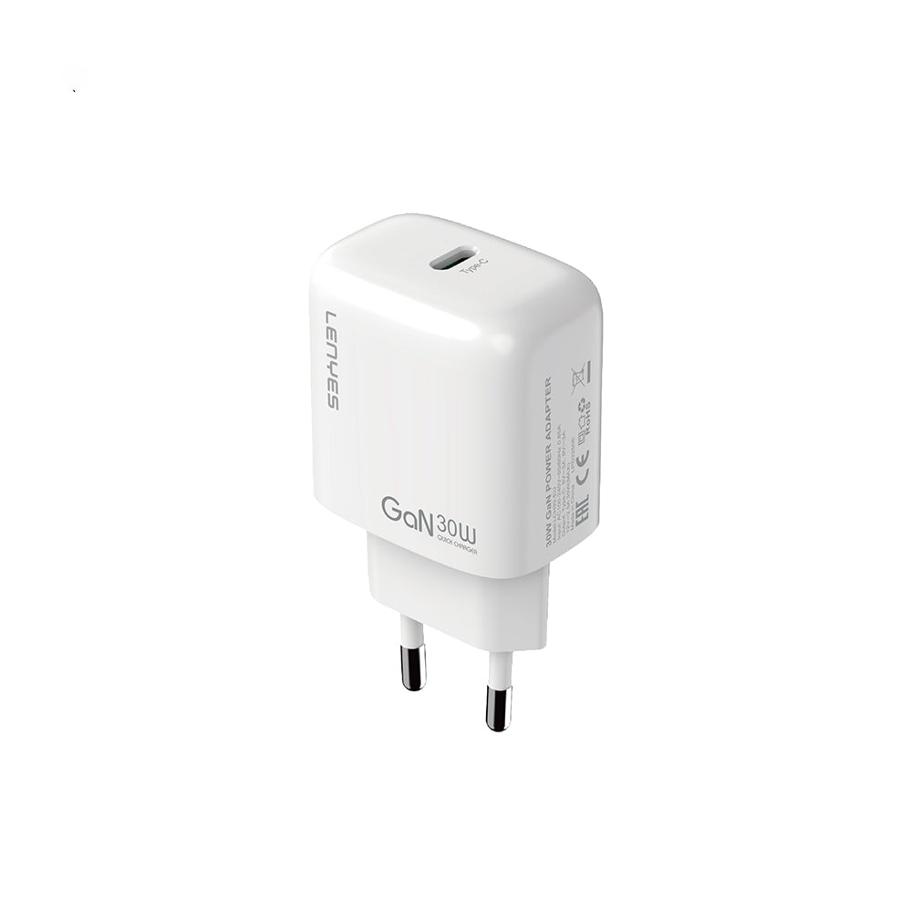 Lenyes LCH92 Type-C GaN Teknolojili PD Hızlı Şarj Özellikli Şarj Başlığı 30W Beyaz