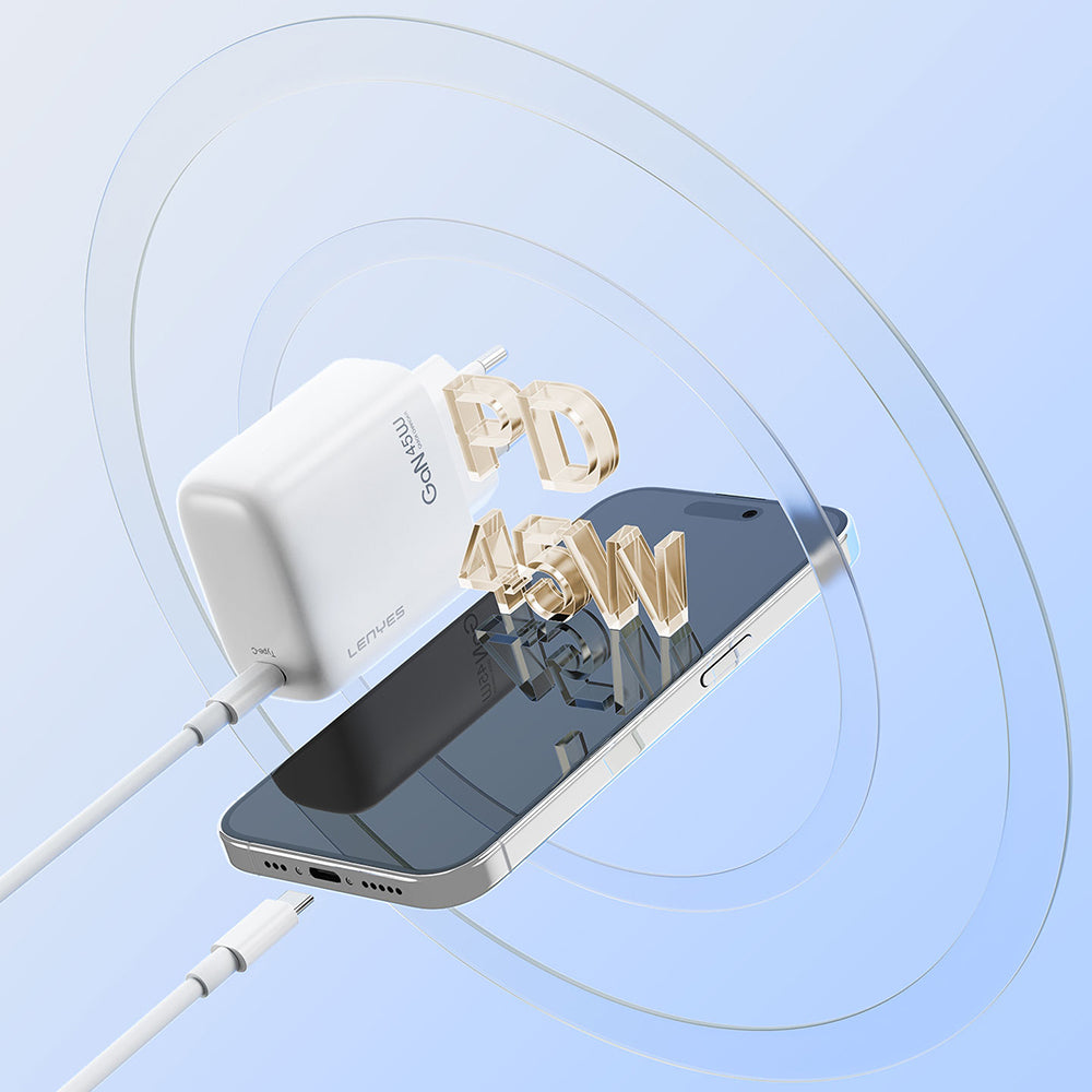 Lenyes LCH92 Type-C GaN Teknolojili PD Hızlı Şarj Özellikli Şarj Başlığı 30W Beyaz