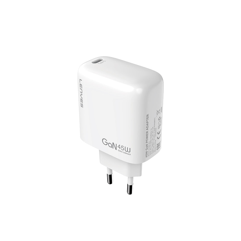 Lenyes LCH94 Type-C GaN Teknolojili PD Hızlı Şarj Özellikli Şarj Başlığı 45W Beyaz