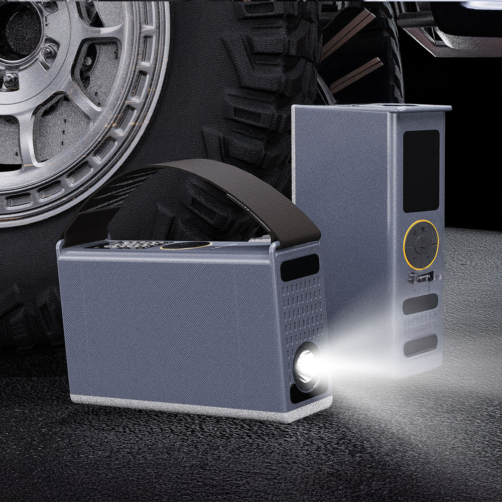 Lenyes LCI205 LED Işıklı Araç Akü Acil Durum Takviye Güç Kaynağı ve Hava Kompresörü 12V 100W 7200mAh Gri