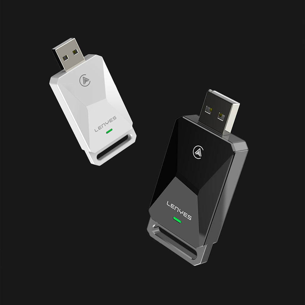 Lenyes LCP02 Android Auto Destekli CarPlay USB Bluetooth 5.0 Wireless Transmitter Adaptör Siyah