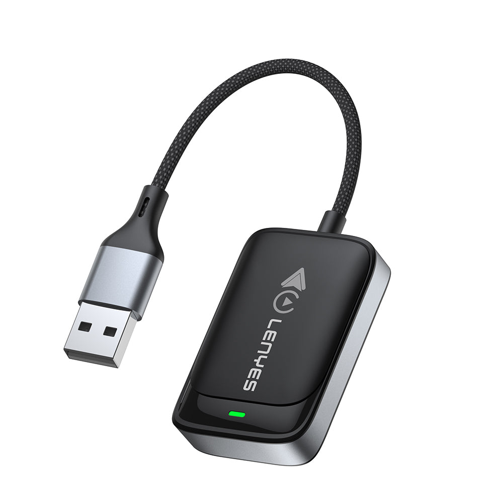 Lenyes LCP03 Android Auto Destekli CarPlay USB Bluetooth 5.0 Wireless Transmitter Adaptör Siyah