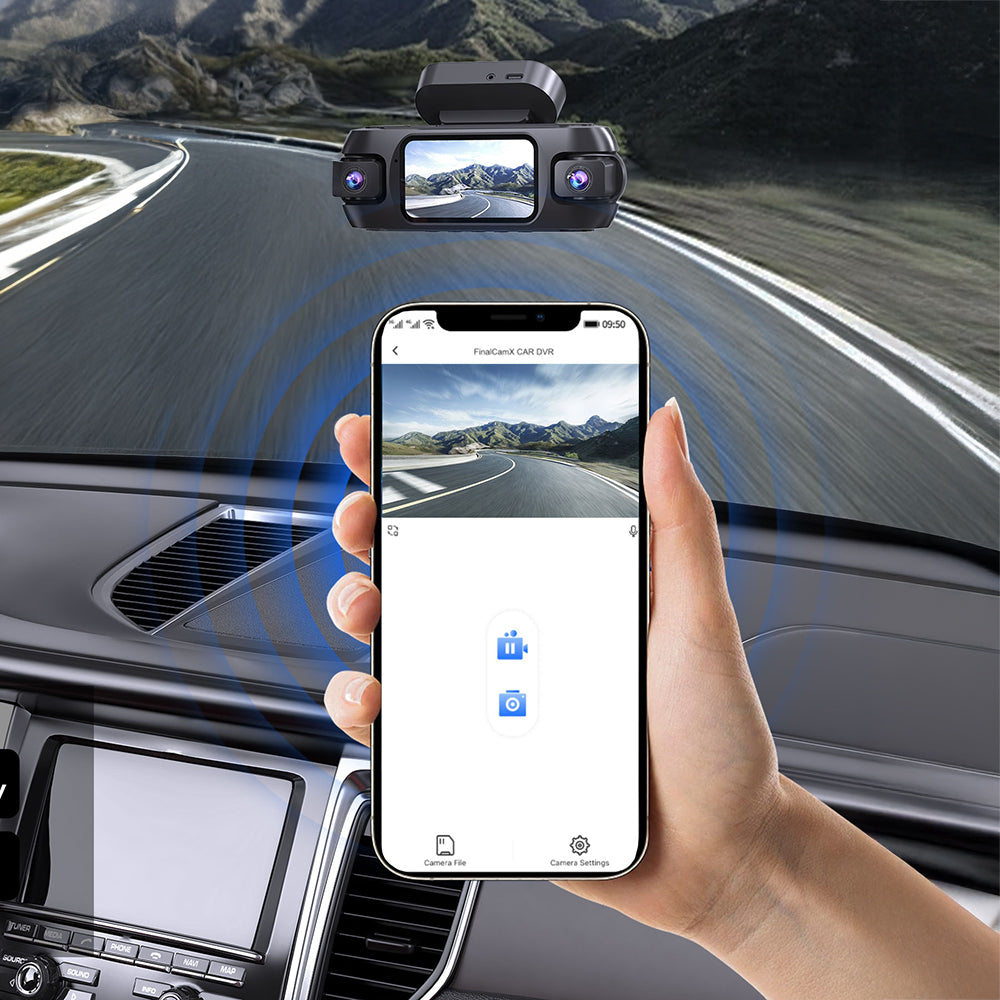 Lenyes LDR102 4K Ultra HD Wifi Destekli Akıllı Ön ve Arka Araç Kamerası Siyah
