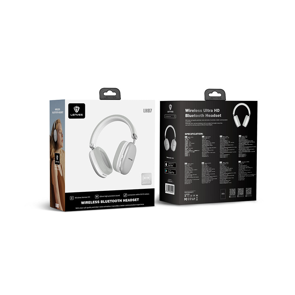 Lenyes LH87 TWS Kulak Üstü Bluetooth Kulaklık v5.3 Gümüş