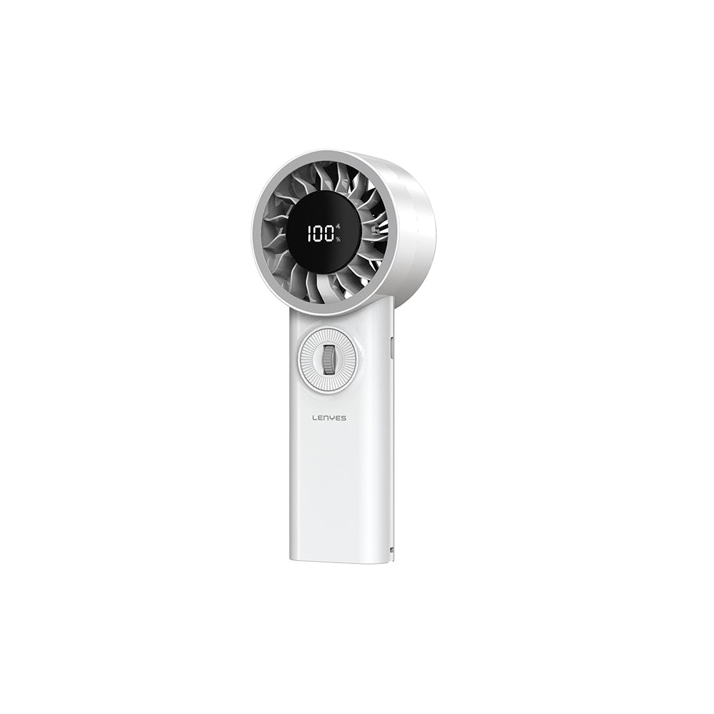 Lenyes LHF18 Dijital LED Göstergeli Yüksek Hızlı Portatif Soğutucu El Fanı Beyaz