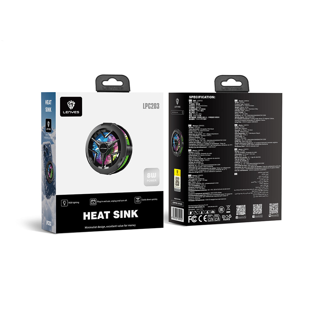 Lenyes LPC203 RGB Işıklı Alüminyum Telefon Soğutucu Fan Siyah