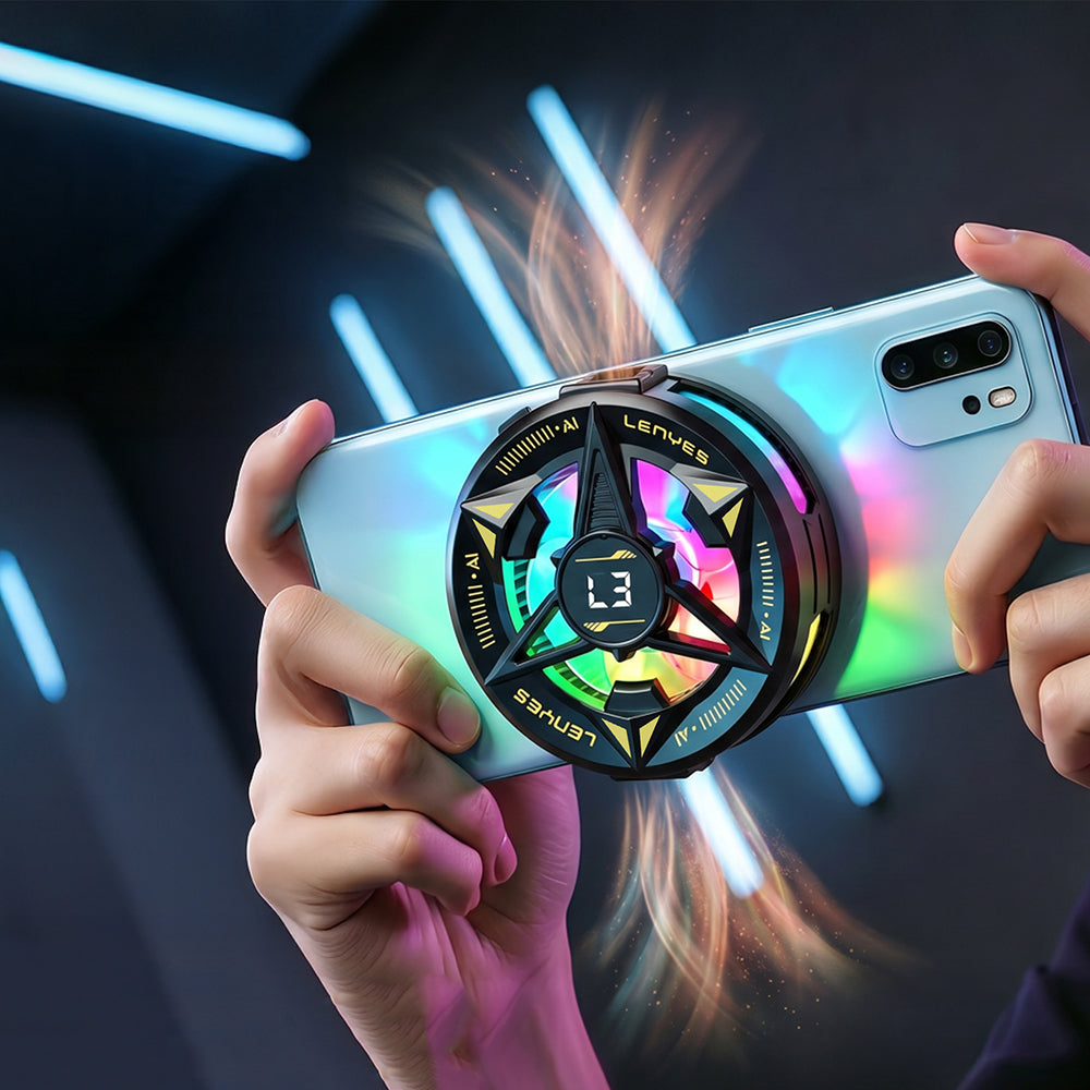 Lenyes LPC204 Yapay Zeka Destekli RGB Işıklı Alüminyum Telefon Soğutucu Fan Siyah