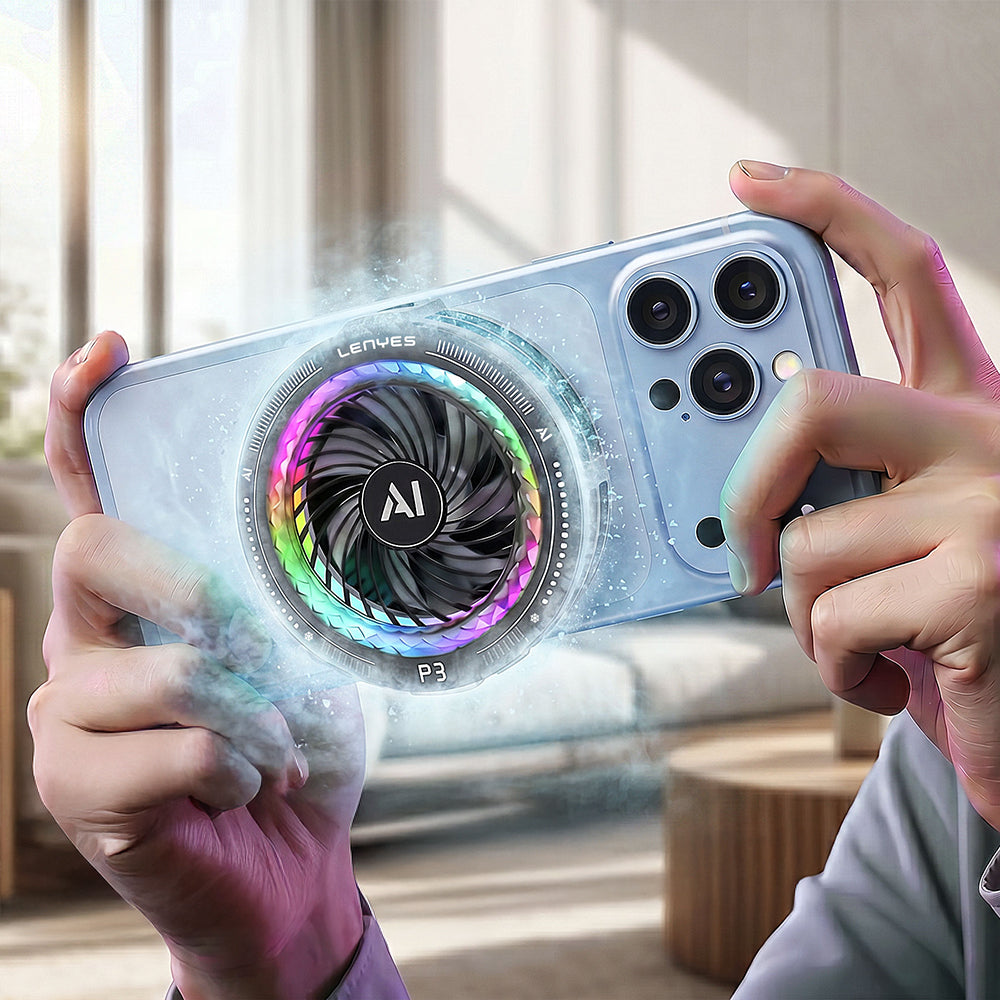 Lenyes LPC205 Akıllı Sıcaklık Kontrollü Adaptif AI Modlu RGB Işıklı Alüminyum Telefon Soğutucu Fan Siyah