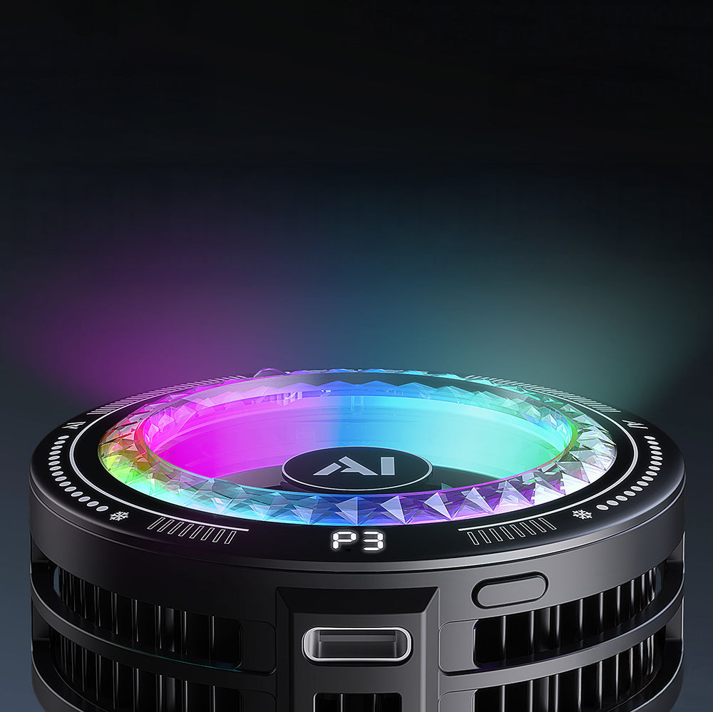 Lenyes LPC205 Akıllı Sıcaklık Kontrollü Adaptif AI Modlu RGB Işıklı Alüminyum Telefon Soğutucu Fan Siyah