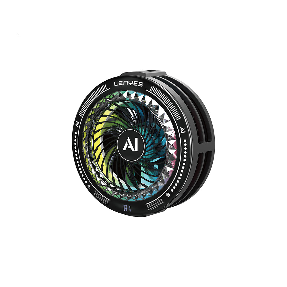 Lenyes LPC205 Akıllı Sıcaklık Kontrollü Adaptif AI Modlu RGB Işıklı Alüminyum Telefon Soğutucu Fan Siyah