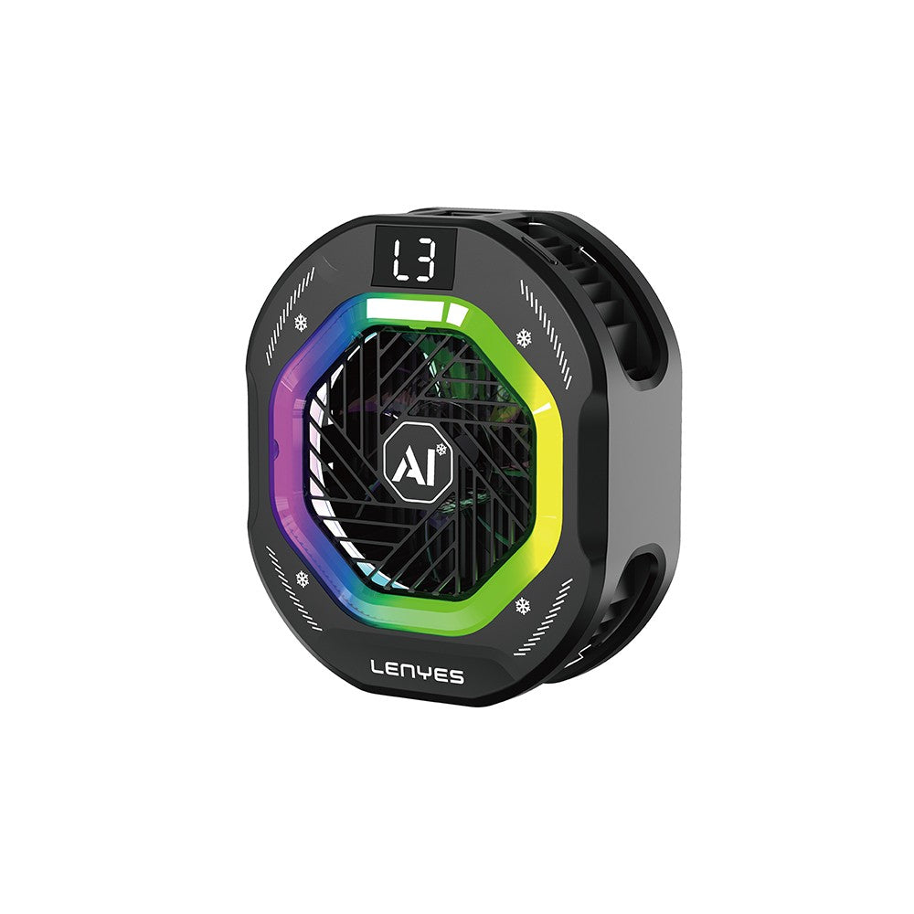 Lenyes LPC206 Yapay Zeka Destekli RGB Işıklı Alüminyum Telefon Soğutucu Fan Siyah