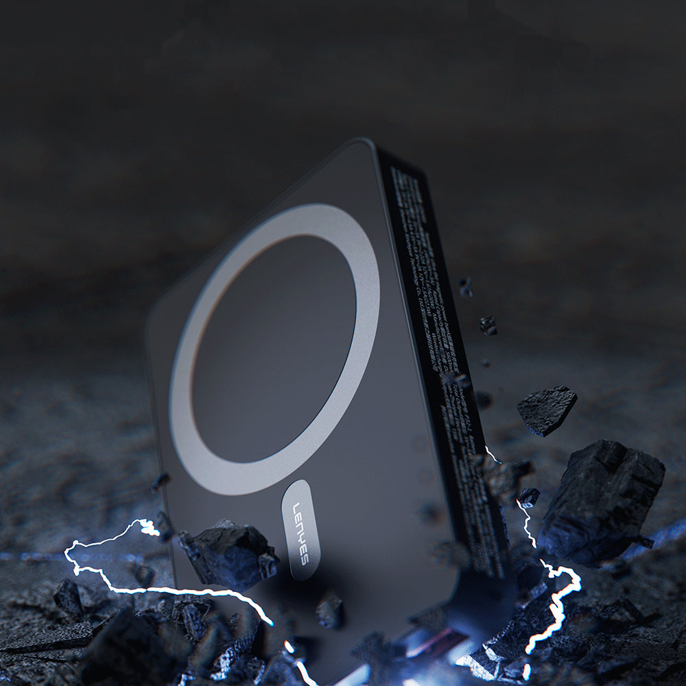 Lenyes P32-1 M-safe Şarj Özellikli Aramid Fiber Powerbank 15W 10000mAh Siyah