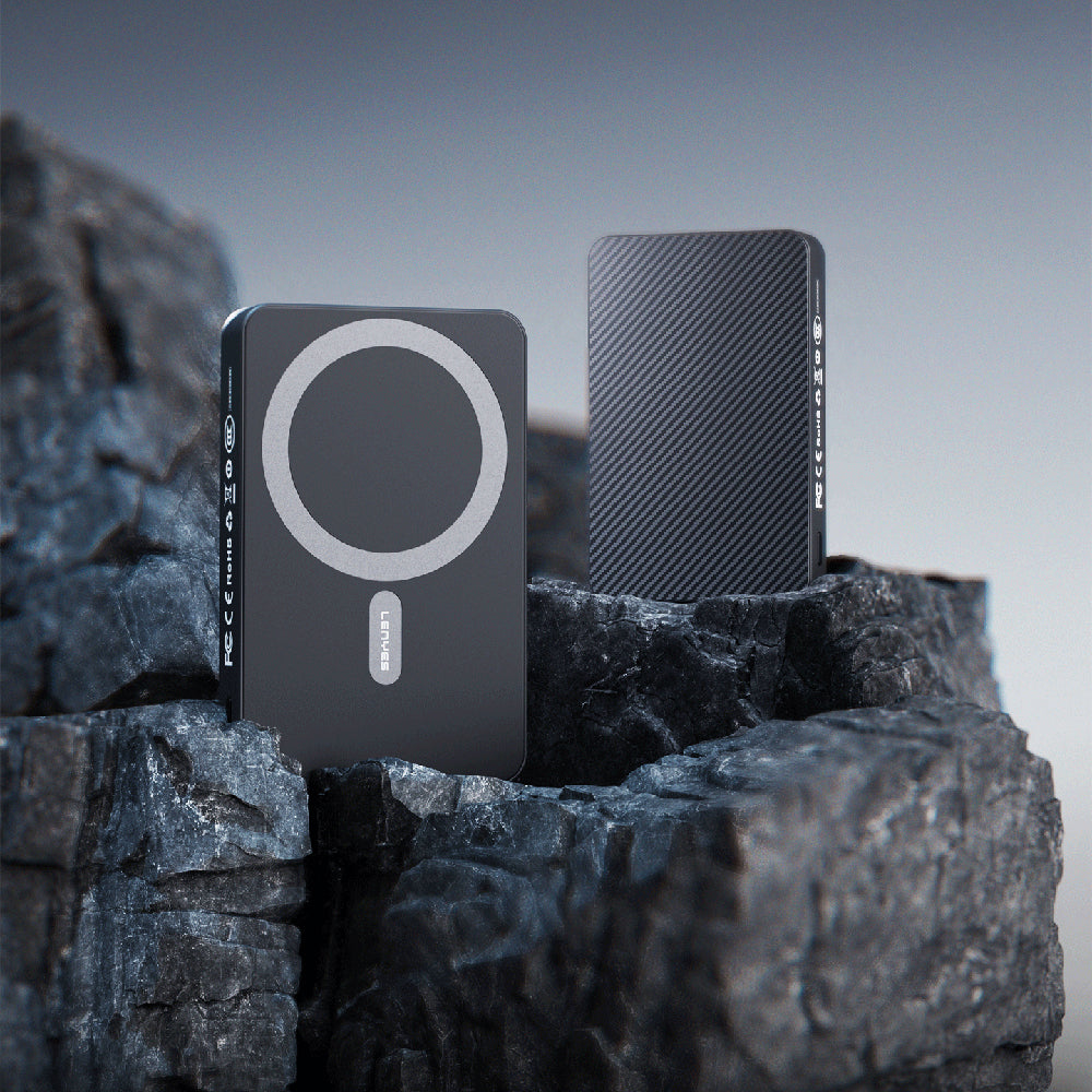 Lenyes P32 M-safe Şarj Özellikli Aramid Fiber Powerbank 15W 5000mAh Siyah