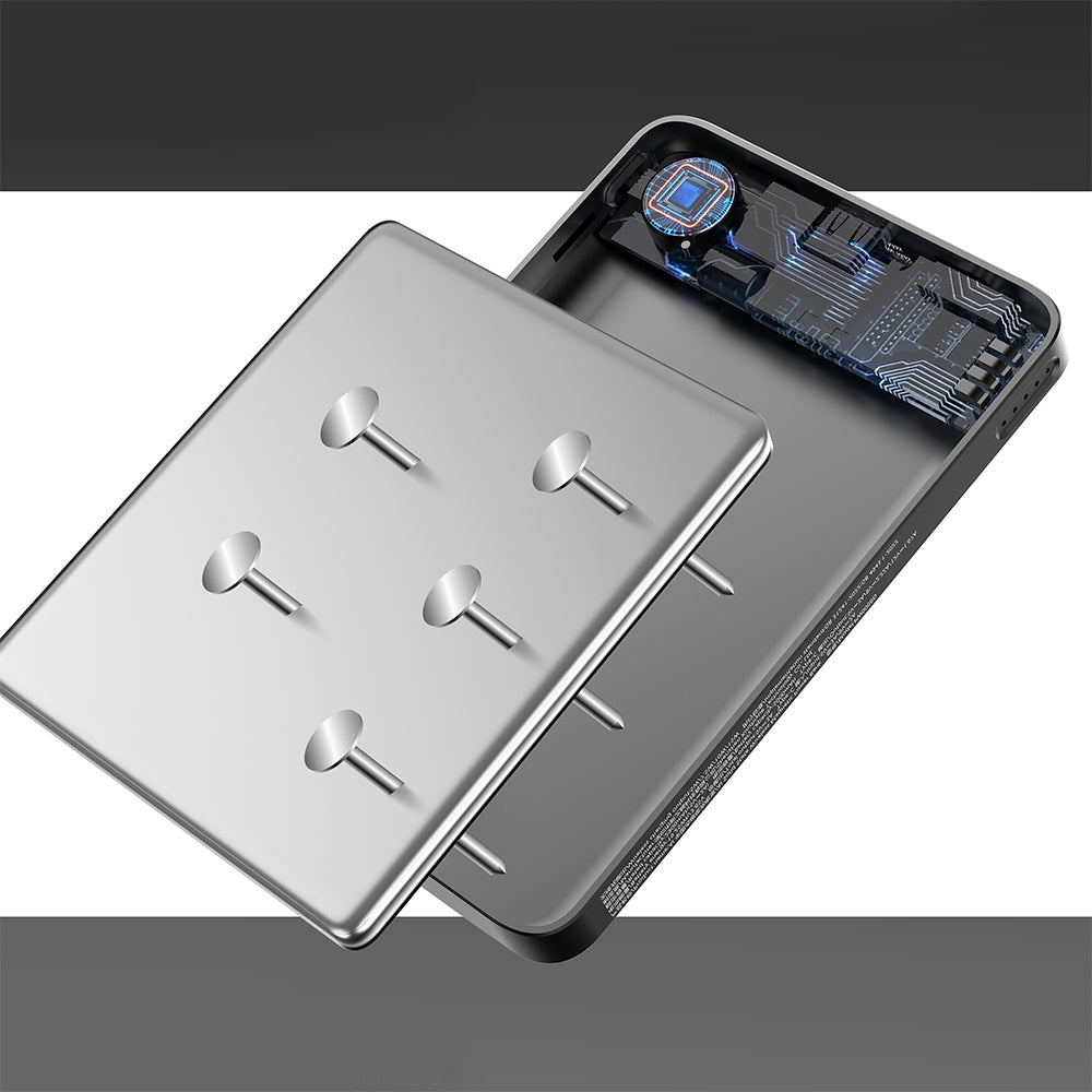 Lenyes PW1008D PD 20W LED Ekranlı Yapay Zeka Destekli Ultra İnce Wireless Powerbank 15W 10.000mAh Siyah