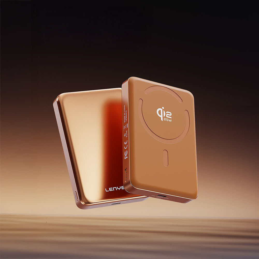 Lenyes PW1018D 35W Dijital LED Göstergeli Qi2 Teknolojili Wireless Powerbank 25W 10000mAh Turuncu