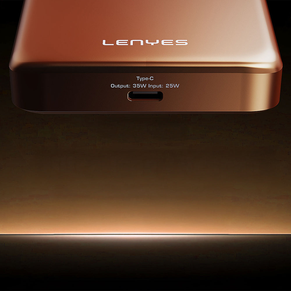 Lenyes PW1018D 35W Dijital LED Göstergeli Qi2 Teknolojili Wireless Powerbank 25W 10000mAh Turuncu