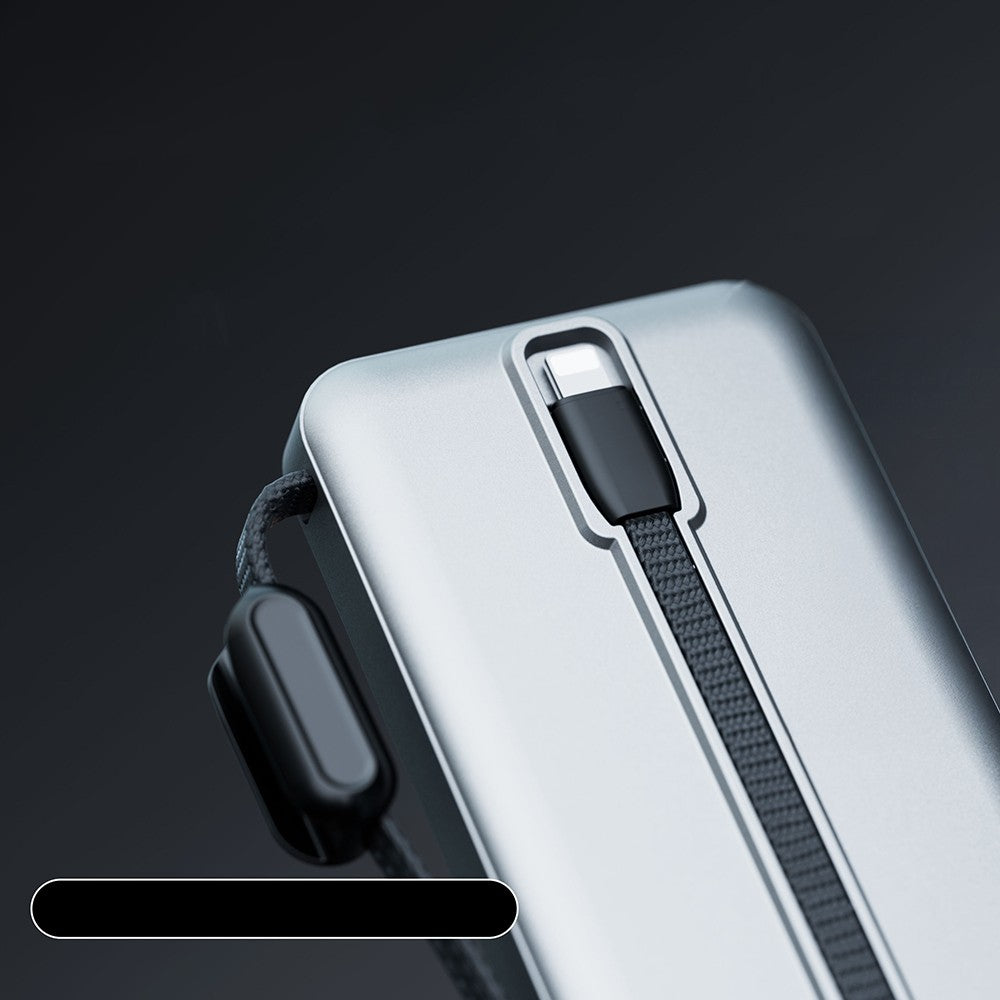 Lenyes PX379D Dijital LED Ekranlı Type-C ve Lightning Kablolu Powerbank 65W 30.000mAh Gümüş