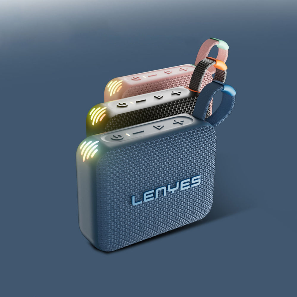 Lenyes S216 Su Geçirmez Özellikli RGB Işıklı Askılı Mini Bluetooth Speaker Hoparlör v5.3 Mavi