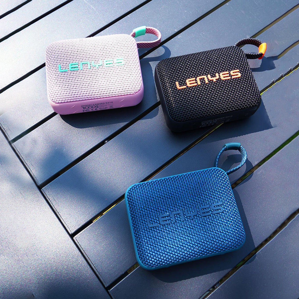Lenyes S216 Su Geçirmez Özellikli RGB Işıklı Askılı Mini Bluetooth Speaker Hoparlör v5.3 Mavi