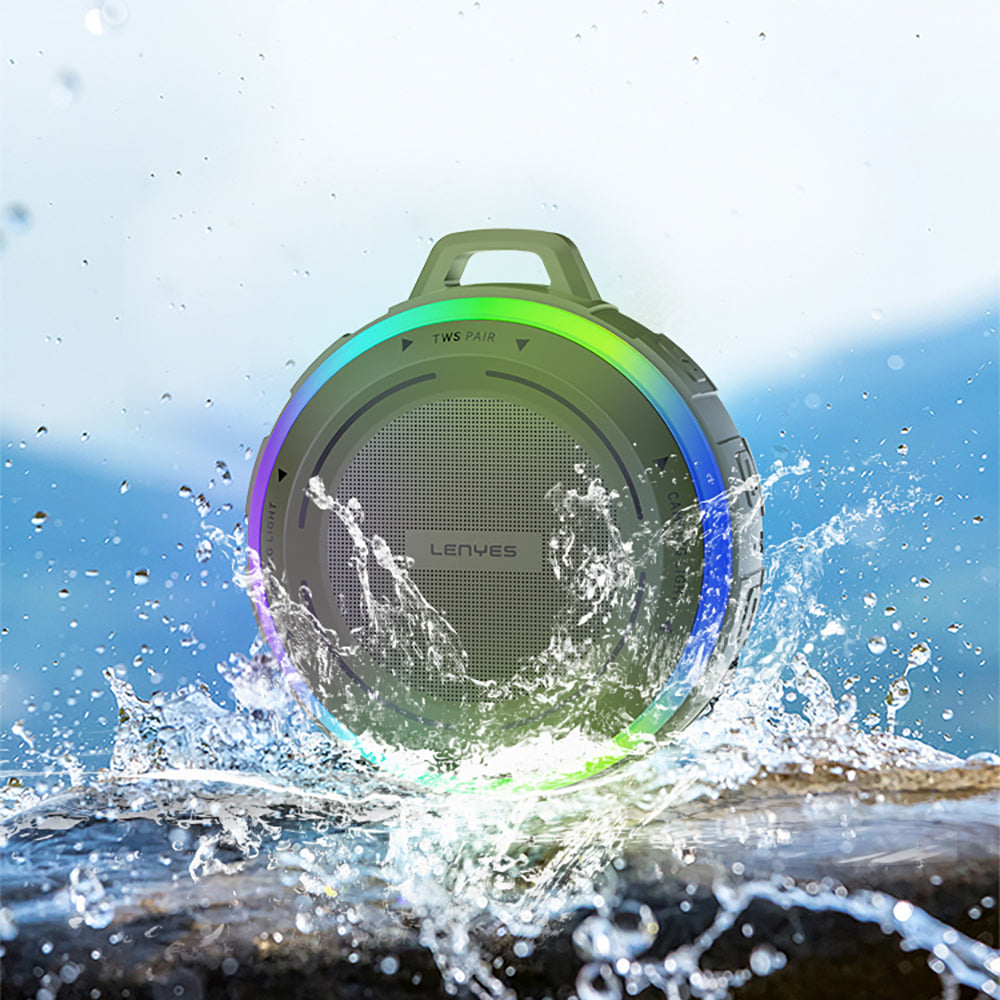 Lenyes S223 RGB Işıklı Askı Aparatlı Mini Bluetooth Speaker Hoparlör v5.3 Yeşil