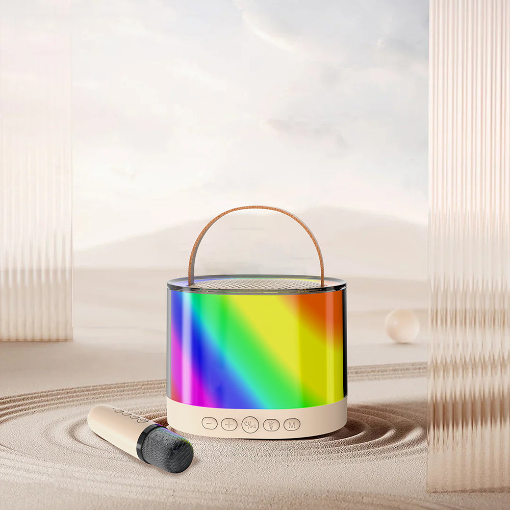 Lenyes S229 RGB Işıklı Askılı Mikrofonlu Bluetooth Speaker Hoparlör v5.3 Bej