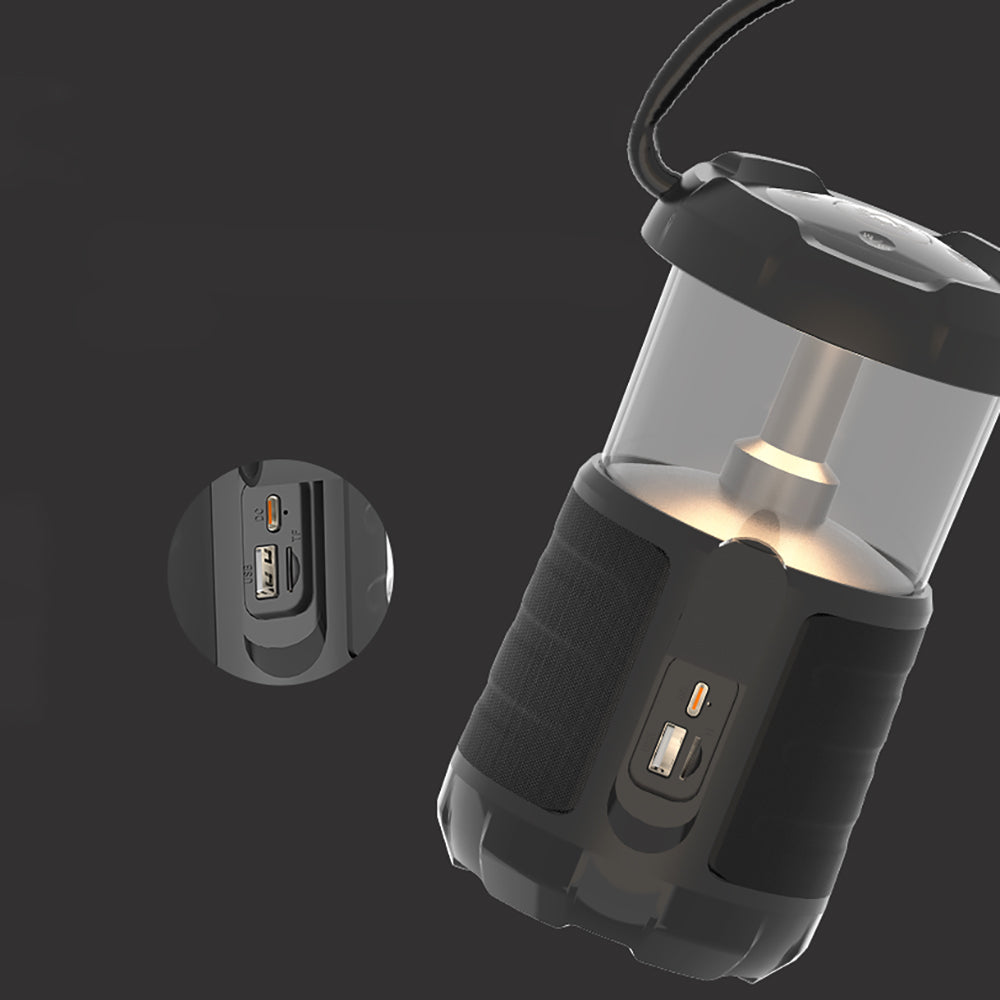 Lenyes S230 Kamp Gece Lambalı Bluetooth Speaker Hoparlör v5.3 Siyah