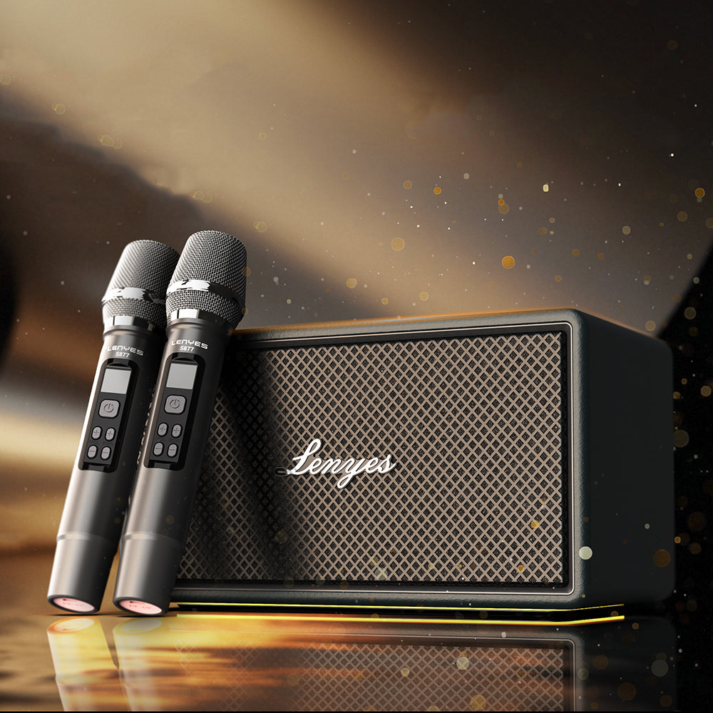 Lenyes S877 Serisi RGB Işıklı Taşınabilir Su Geçirmez Çift Mikrofonlu TWS Bluetooth Hoparlör Speaker v5.3 200W Siyah
