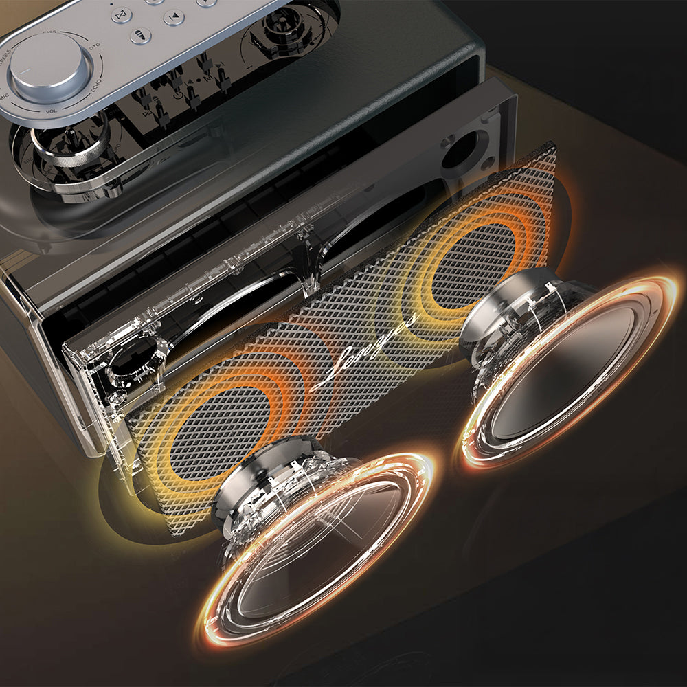 Lenyes S877 Serisi RGB Işıklı Taşınabilir Su Geçirmez Çift Mikrofonlu TWS Bluetooth Hoparlör Speaker v5.3 200W Siyah