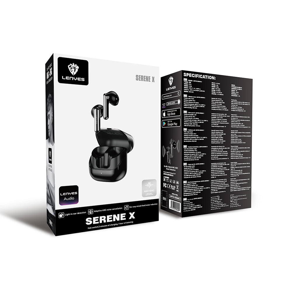 Lenyes Serene X ANC Özellikli ENC Teknolojili Kulak İçi Bluetooth Kulaklık v5.4 Siyah