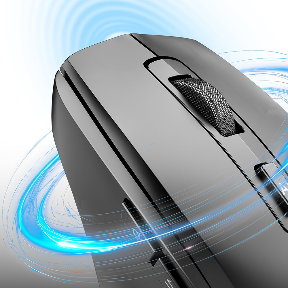 Lenyes WS106 Yapay Zeka Destekli Ergonomik Çift Bluetooth Bağlantılı 2.4G Kablosuz Mouse 1200 DPI Siyah