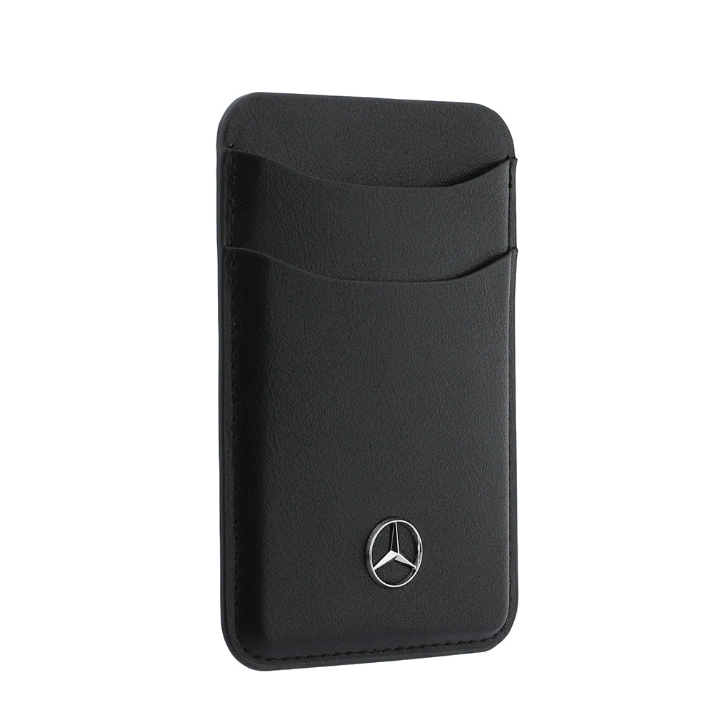 Mercedes Benz Orjinal Lisanslı Yeni Nesil 2 Hazneli Metal Logolu Deri Magnetik Kartlık Siyah