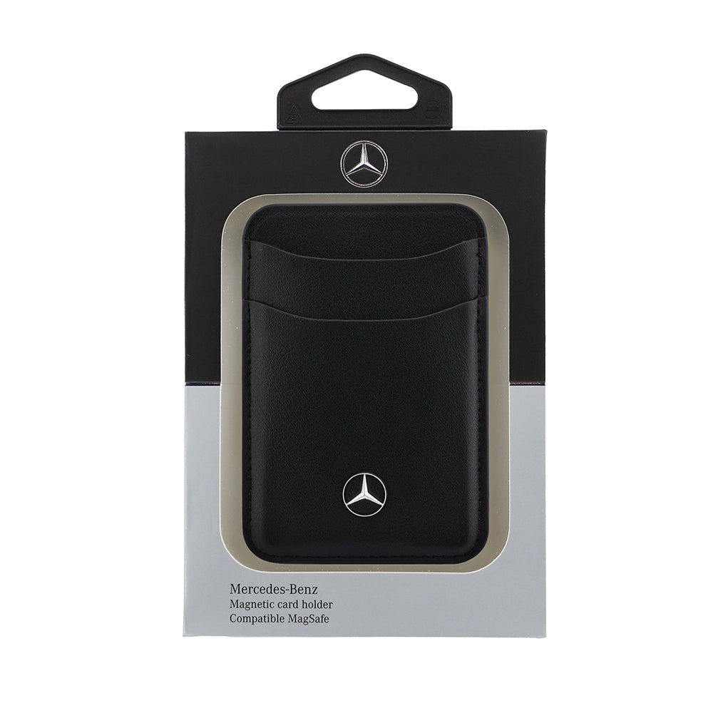 Mercedes Benz Orjinal Lisanslı Yeni Nesil 2 Hazneli Metal Logolu Deri Magnetik Kartlık Siyah