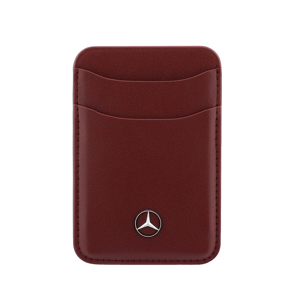 Mercedes Benz Orjinal Lisanslı Yeni Nesil 2 Hazneli Metal Logolu Deri Magnetik Kartlık Kırmızı